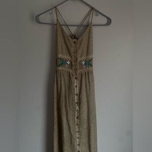 Chic Button-Front Maxi Dress in Brown